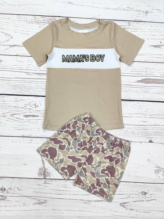 Mama's Boy Appliqué Camouflage Summer Set (t-shirt & shorts)
