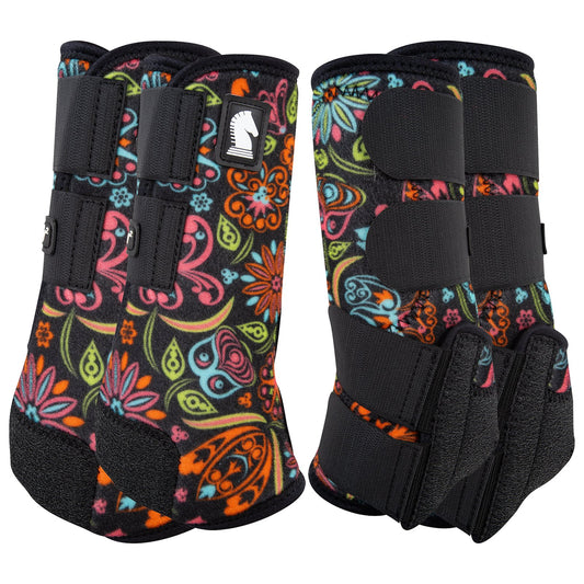 Classic Equine Legacy2 Support Boots-  Full Set - Neon Flower