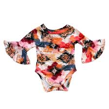 CLEARANCE - Shea Baby - Girls- Aztec Long Sleeve Onesie
