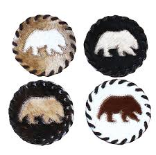 Cowhide Coaster - Bear