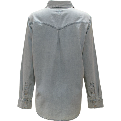 Ladies Hooey Chambray Denim Long Sleeve Shirt - Blue