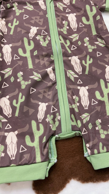 Baby Boy ¨Cactus & Bull Skull¨ Romper