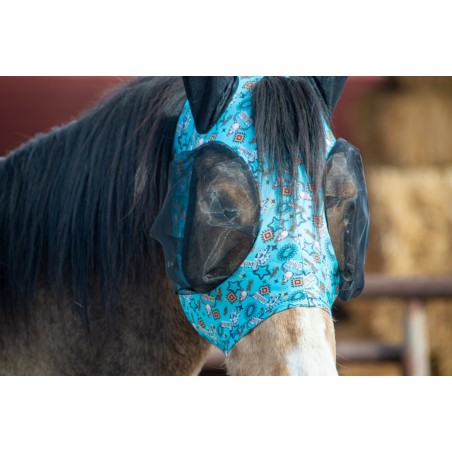 Schulz Equine Fly Mask - Turquoise Howdy