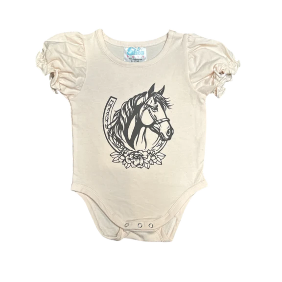 Shea Baby - Girls- Horseshoe SS Onesie