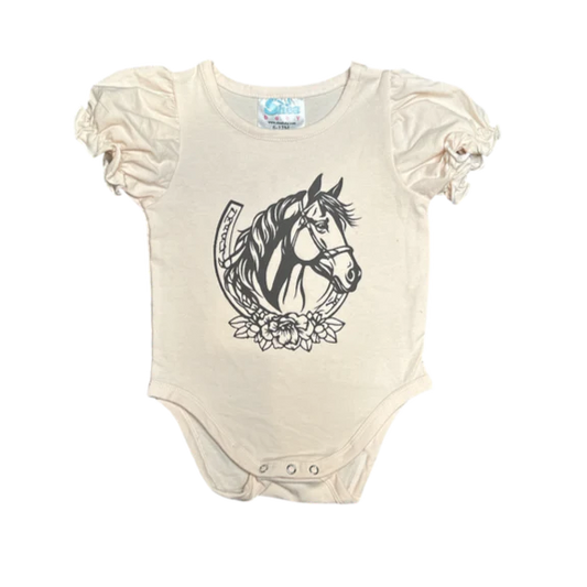 Shea Baby - Girls- Horseshoe SS Onesie