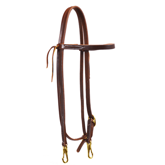 Browband - 5/8" Harness Leather w/ Snaps, Dark Oil