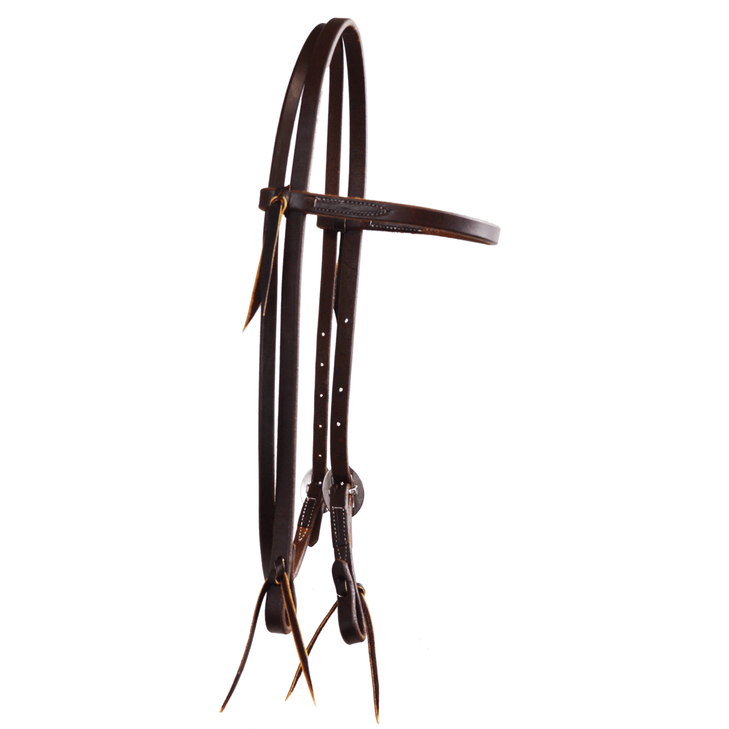 Browband - 5/8" Harness Leather w/ Stainless Steel Buckle & Leather Ties, Dark Oil