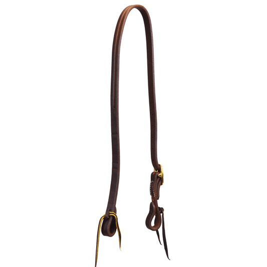 Slit Ear - 3/4" Harness Leather w/ Brass Buckle & Leather Ties, Dark Oil