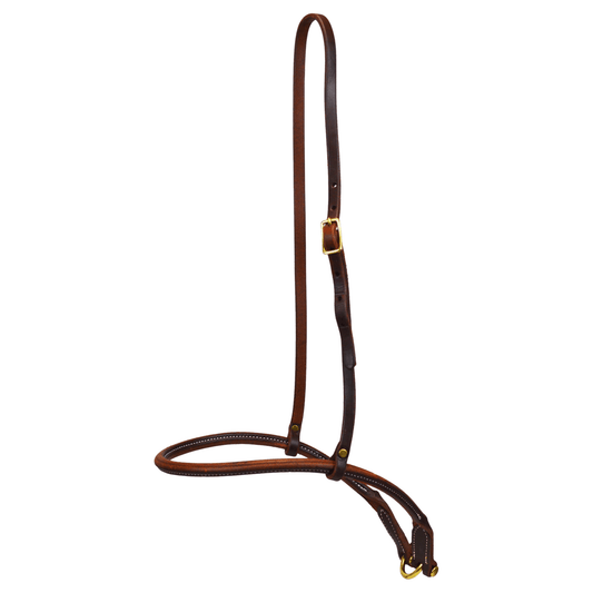 Harness Leather Tie Down Nose Band - Rolled, Sewn, Dark Oil