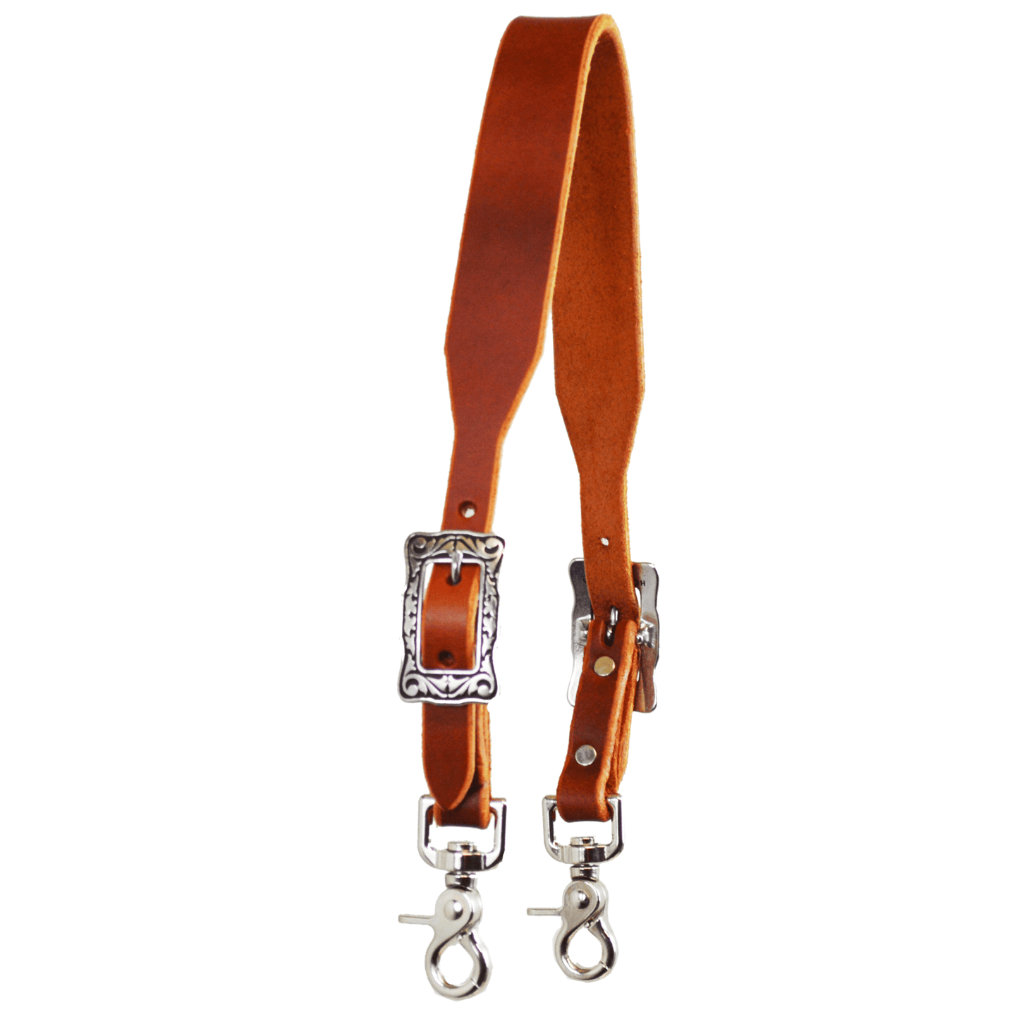 Harness Leather Wither Straps - Stainless Steel Floral Buckle, medium oil