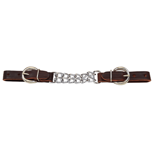 Double Chain Latigo Leather Curb Chain