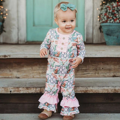 Baby Girl's Shea Baby  Pink & Green Camo Long Sleeve Romper
