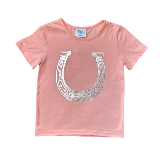 Shea Kids- Girls - Pink Horseshoe SS Tee