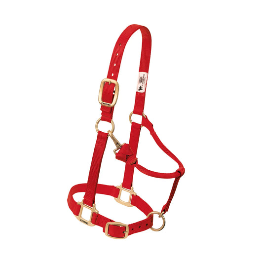 Weaver Original Nylon Adjustable Chin and Throat Snap Halter, 1" - Red