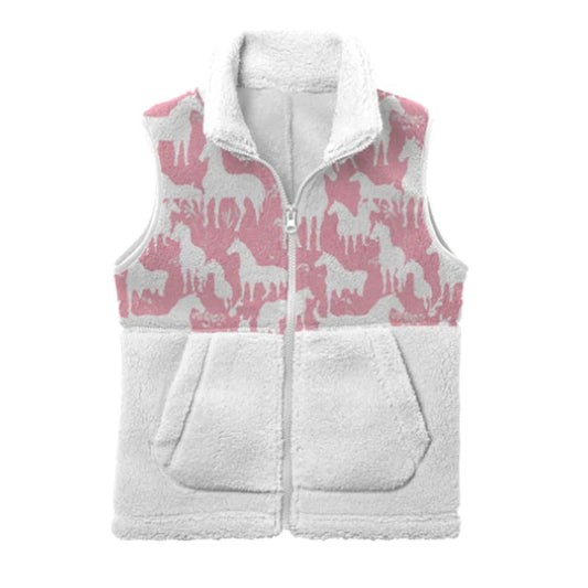 Shea Baby - Girls- Grazing Horses Fleece Vest - CLEARANCE