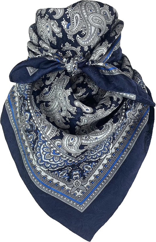 Wyoming Traders Wild Rags (34.5 x 34.5 in) - PAISLEY DESIGNS - Silver Cobalt