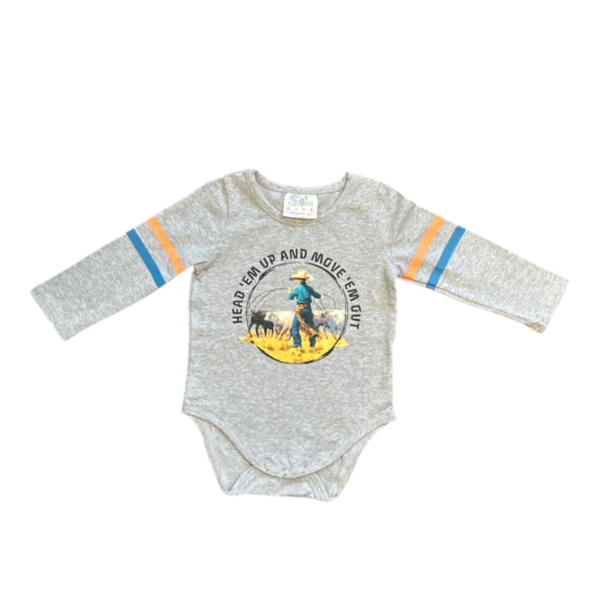 CLEARANCE - Shea Baby Head 'Em Up & Move Em' Out Graphic Long Sleeve Onesie/T-shirt