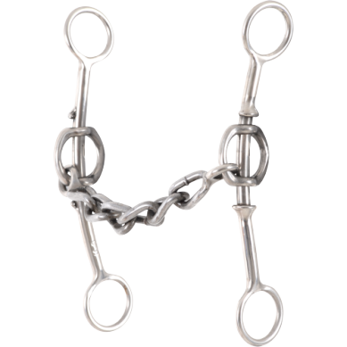 Classic Equine Carol Goostree Double Shank Gag Barrel Bit w/ Chain Mouthpiece -Short Shank