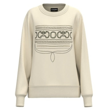 Stallion Crew, Women's Cream Pullover with Pattern Across Chest