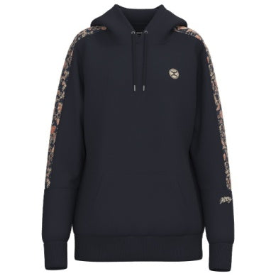 Canyon, Women's Dark Navy Hoody with Floral Pattern Details
