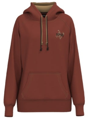 Hooey Punchy, Women's Red Hoody with Punchy Logo on Back