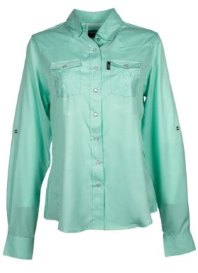 Hooey - "Sol" Ladies Long Sleeve Pearl Snap Shirt - Sea Foam