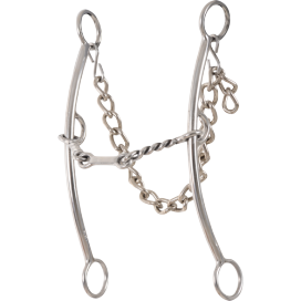 Classic Equine Carol Goostree Pickup Shank Gag Barrel Bit w/ 3 piece Twisted Wire/Dog Bone Mouthpiece - Long Shank