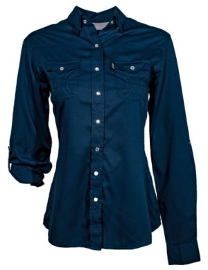 Hooey - "Sol" Ladies Long Sleeve Pearl Snap Shirt - Navy