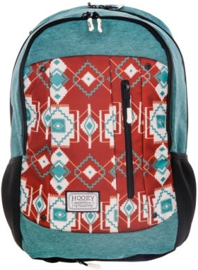 Hooey - Backpack - Rockstar, Rust / Teal Aztec Pattern on Front Panel with Teal Accents