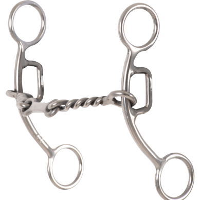 Classic Equine Carol Goostree Delight Shank Gag Barrel Bit w/ 3 Piece Twisted Wire/Dog Bone Mouthpiece