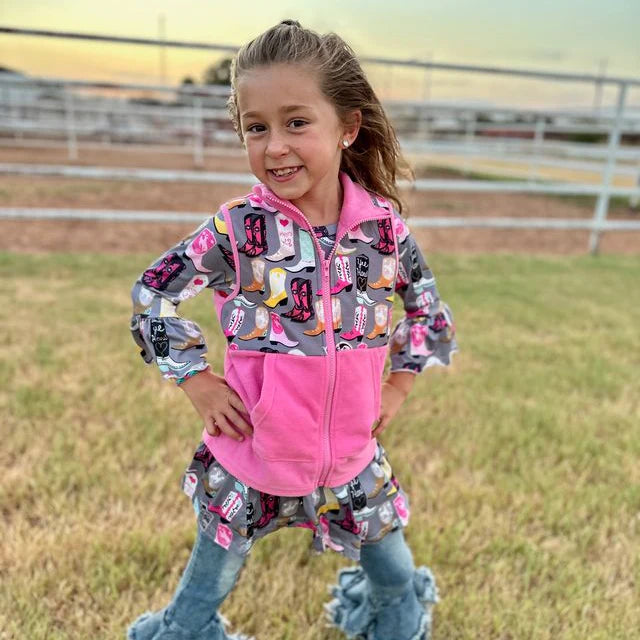 CLEARANCE - Shea Kids Girls- Boot Print Fleece Vest